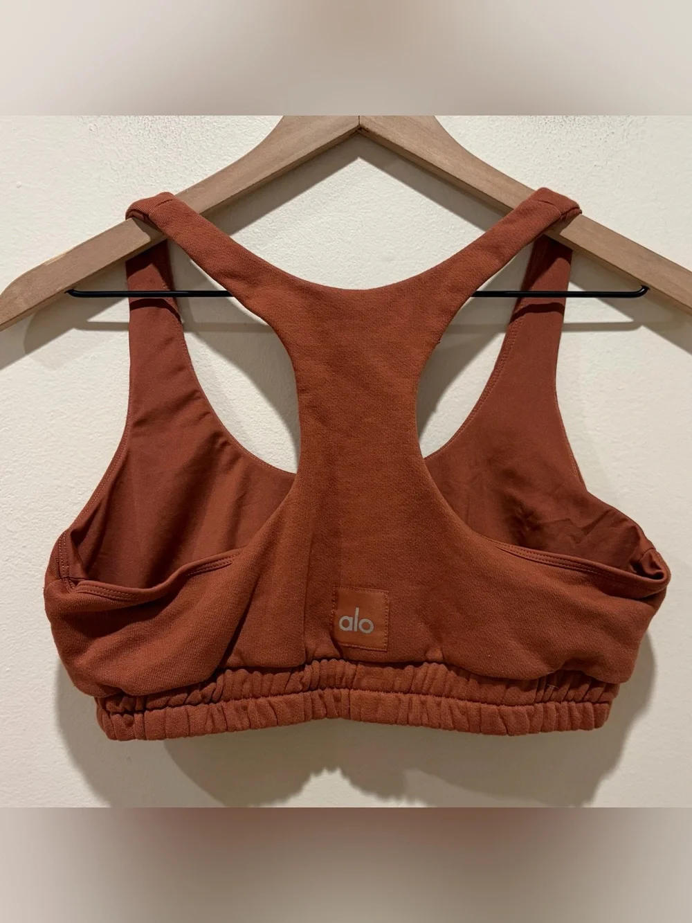 Alo Yoga Rust Brown Racerback Sweatshirt Style Sports Bra Crop Top - Size Medium